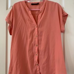 Pink Short-Sleeve Blouse